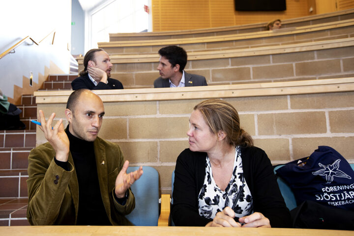 Alexandre Antonelli, Hanna Isaksson, Pontus Nordenfelt och Philippe Tassin. Foto: Johan Wingborg/Sveriges unga akademi