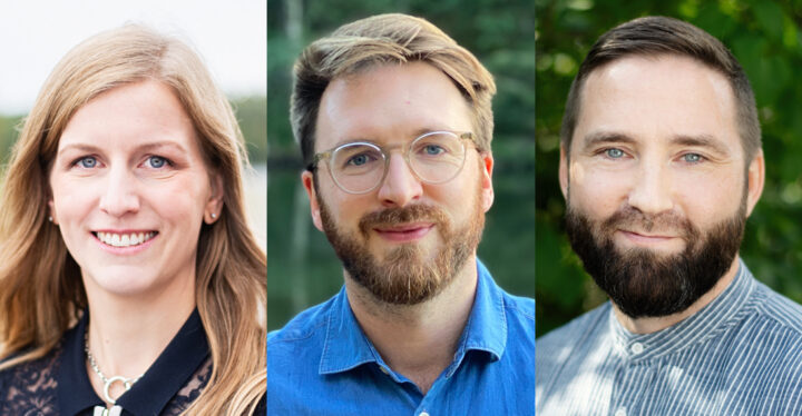 Karolina Kauppi, Michael Schöll och Christian Ohm. Foto: Erik Thor/SUA och Elena Camporesi (Schöll)