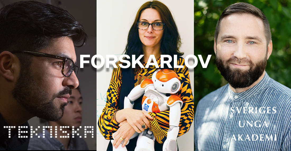 Forskarlov på Tekniska: Shervin Bagheri, Danica Kragic Jensfelt och Christian Ohm. Foto: KAW/Magnus Bergström, Mika Nitz Pettersson, Erik Thor/SUA