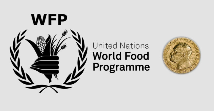 World Food Programme logo och fredsprismedaljen