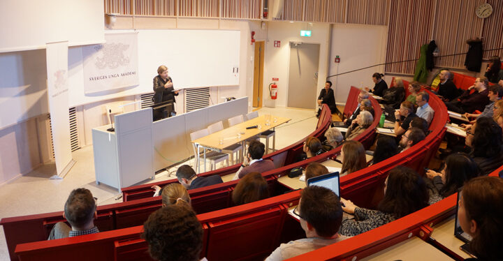 President Astrid Söderbergh Widding at the career seminar SU Photo: Young Academy of Sweden