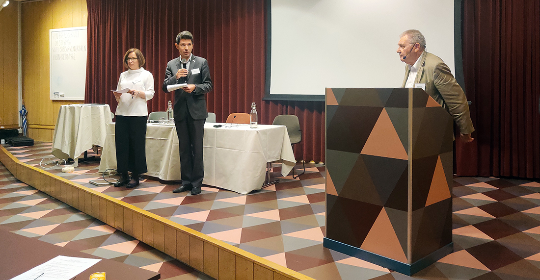 YAS members Ewa Machotka and Philippe Thassin introducing Professor Jean-Pierre Bourguignon, honorary professor, and former President of the ERC. Photo: YAS.