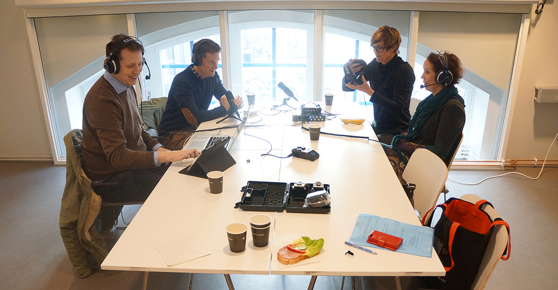Erik Lindenius, Jesper Enbom, Helena Sandberg och Emma Sparr. Foto: Annika Moberg/Sveriges unga akademi