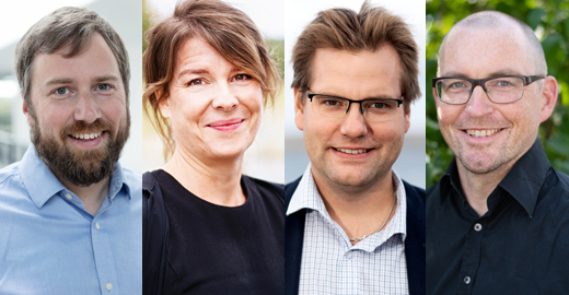 Johan Rockberg, Mia Liinason, Rikard Landberg och Ronnie Berntsson. Foto: Rasmus Bengtsson, Erik Thor/SUA, Johan Wingborg/SUA